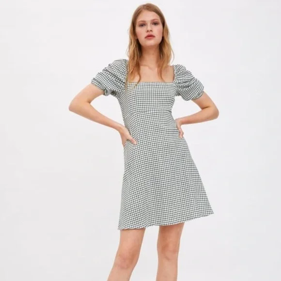 Zara Black and White Checkered Mini Dress